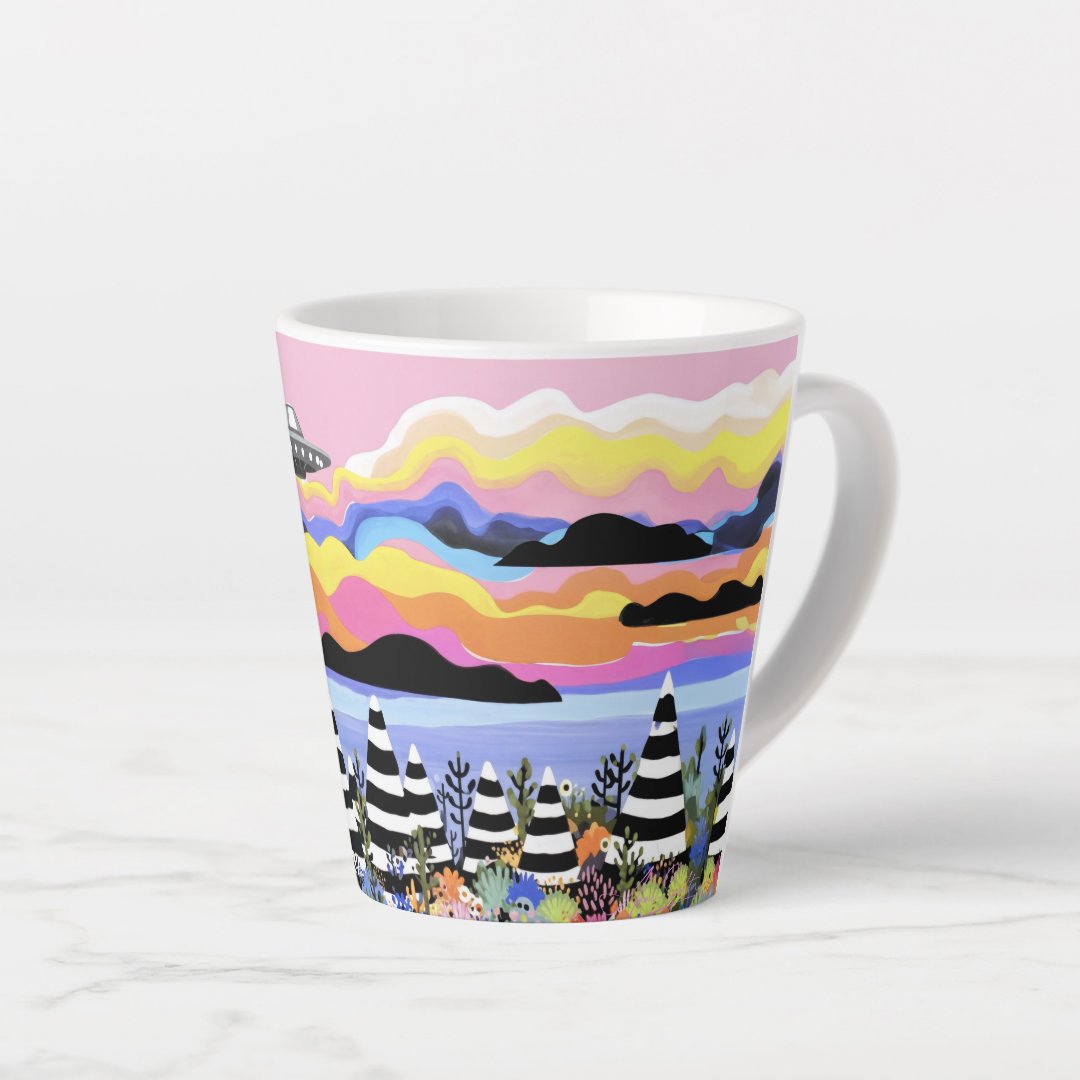 Sunrise with UFO Latte Mug