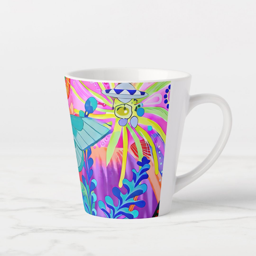 Brightly Colored Butterfly Latte Mug
