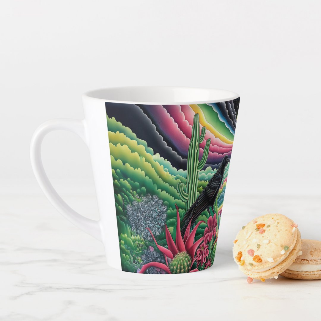 Night Rainbow Crow Latte Mug