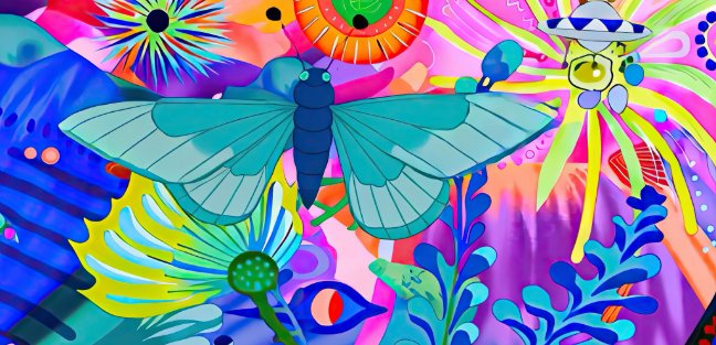 Brightly Colored Butterfly Latte Mug