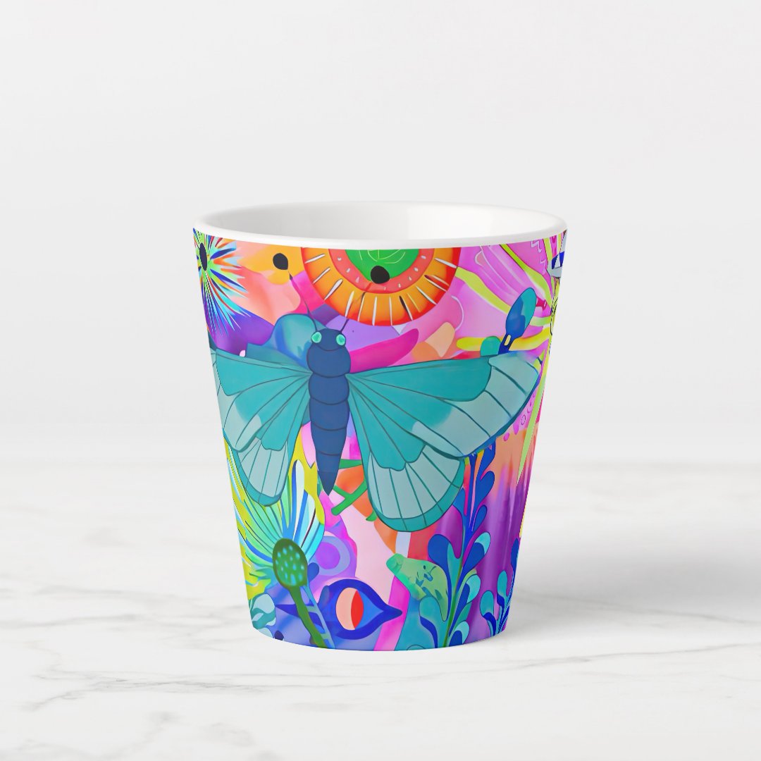 Brightly Colored Butterfly Latte Mug