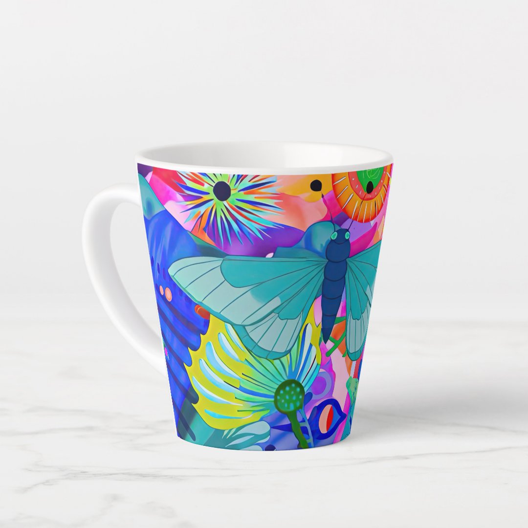 Brightly Colored Butterfly Latte Mug