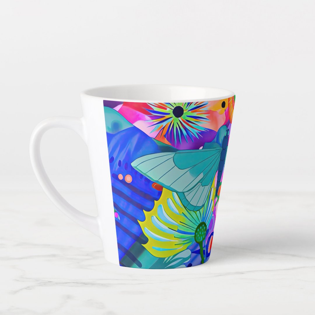 Brightly Colored Butterfly Latte Mug
