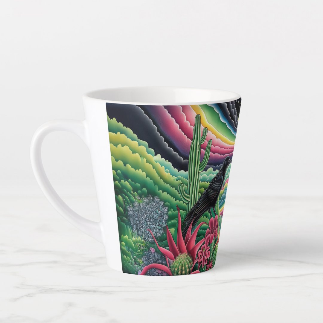Night Rainbow Crow Latte Mug