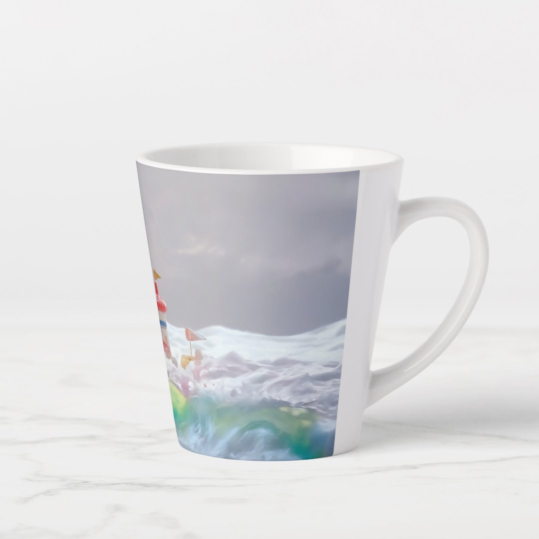 Magical Castle in the Waves Latte Mug