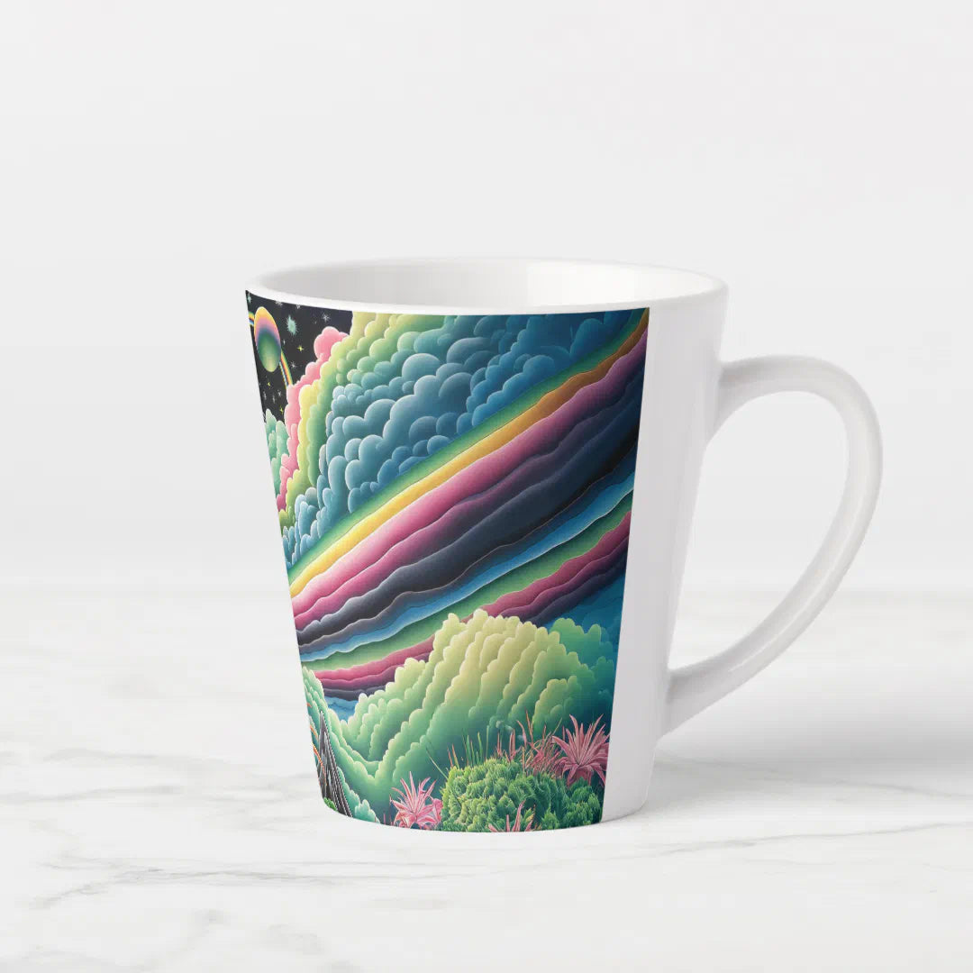 Night Rainbow Crow Latte Mug