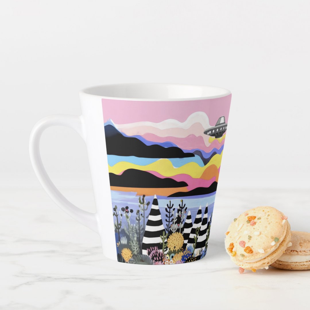 Sunrise with UFO Latte Mug