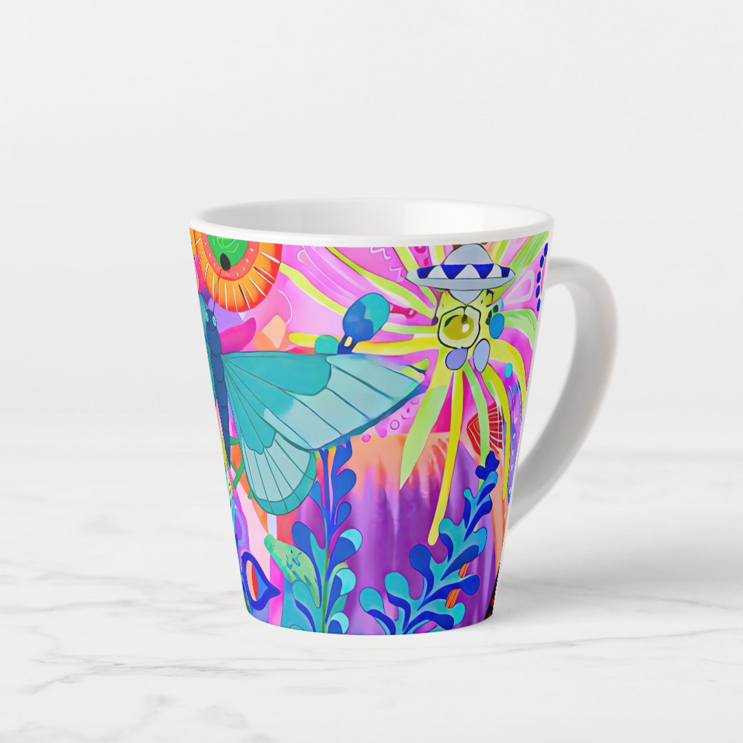 Brightly Colored Butterfly Latte Mug