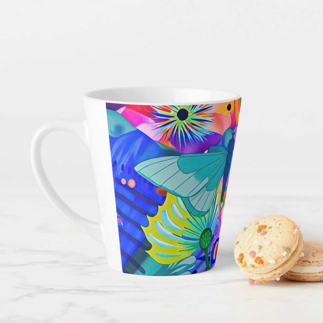 Brightly Colored Butterfly Latte Mug