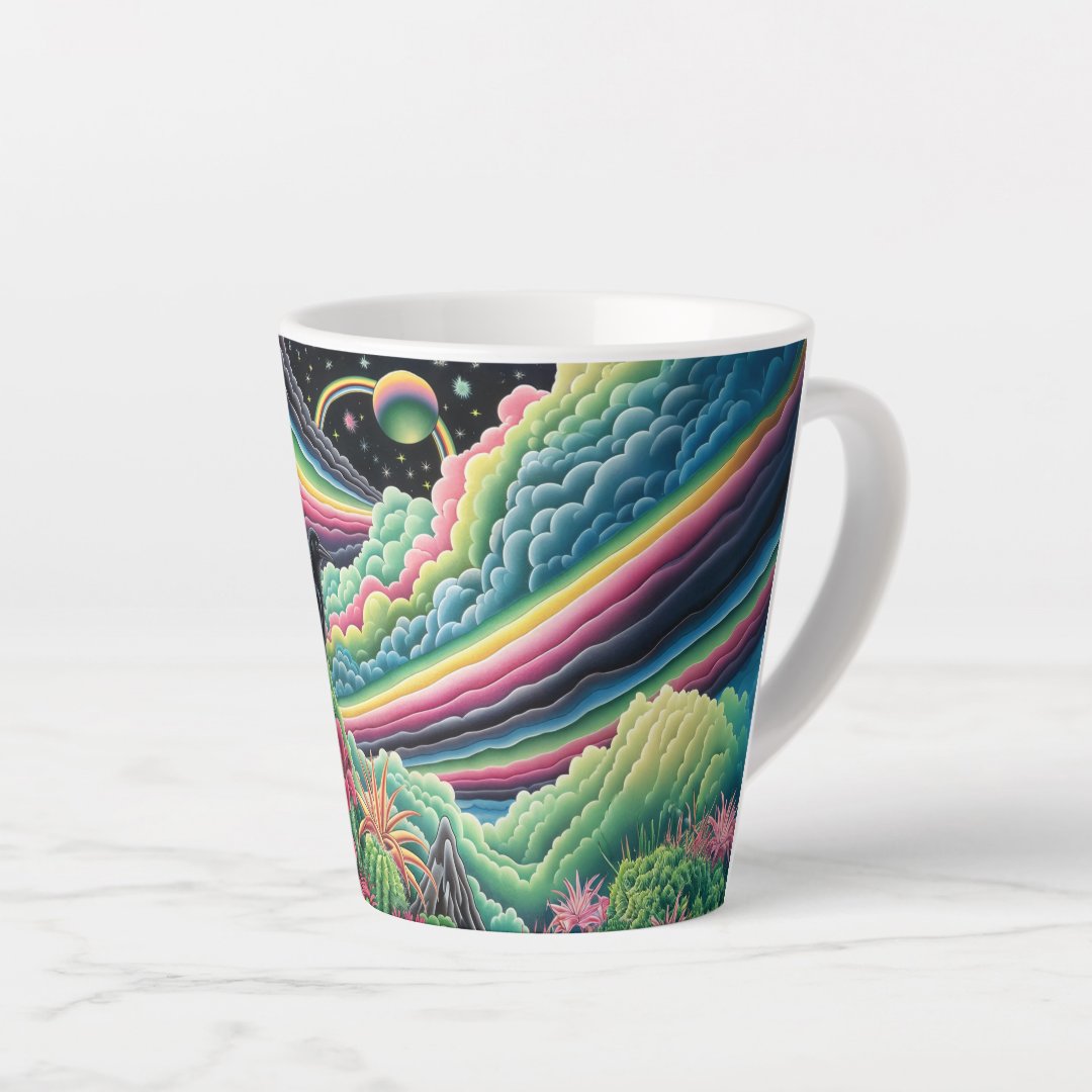 Night Rainbow Crow Latte Mug