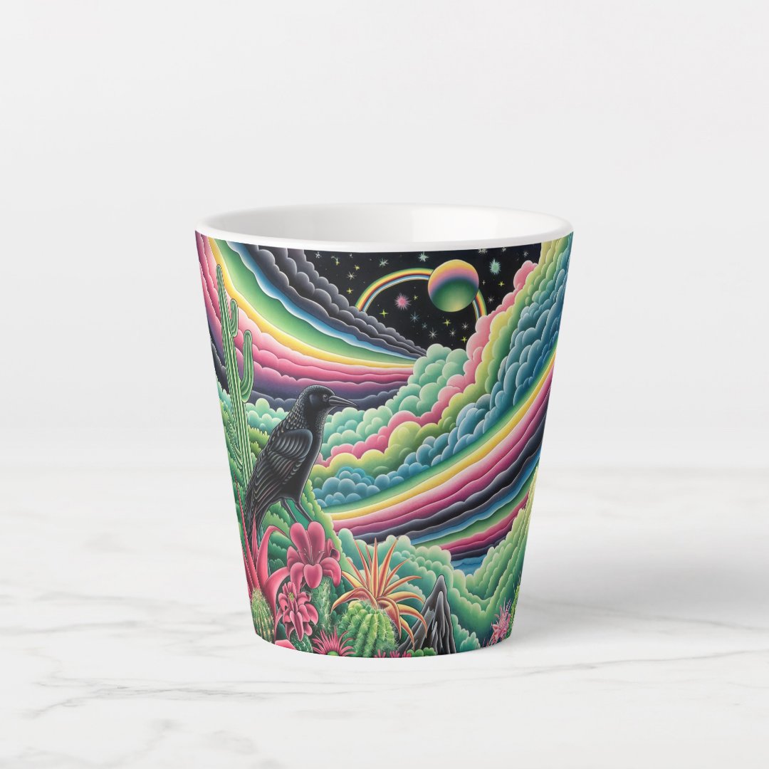 Night Rainbow Crow Latte Mug