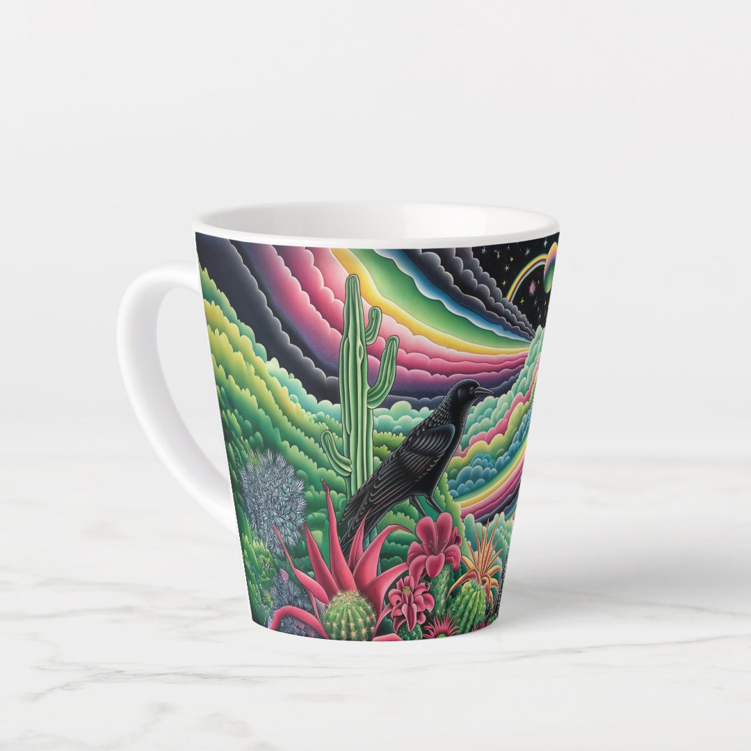 Night Rainbow Crow Latte Mug