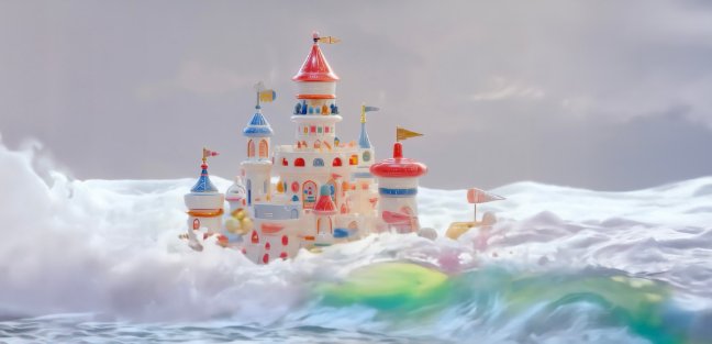 Magical Castle in the Waves Latte Mug